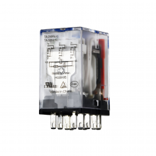 رله 12 ولت DC سه کنتاکت 7 آمپر 11 پین برند HONGFA | مدل HF18FH/012-3Z13D - With Button